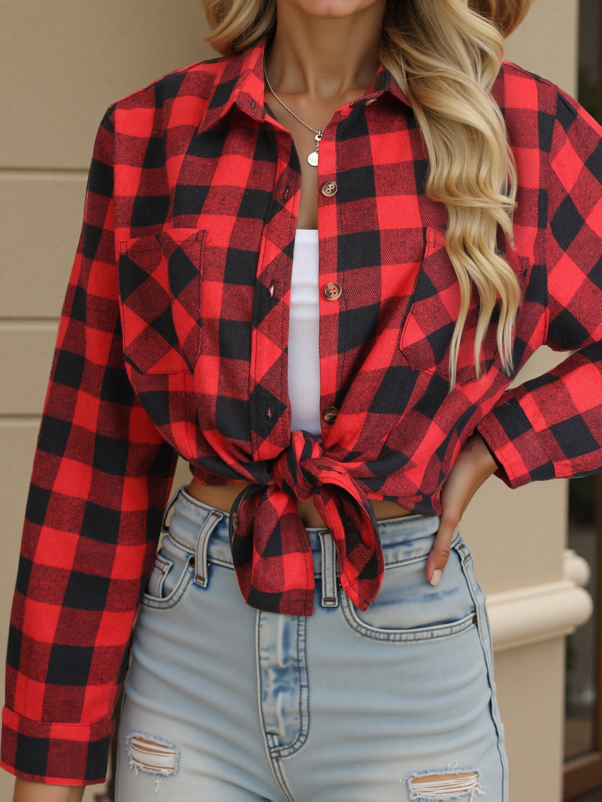 Stella-Aurelia | Women's Buffalo Check Relaxed-Fit Button-Up Shirt