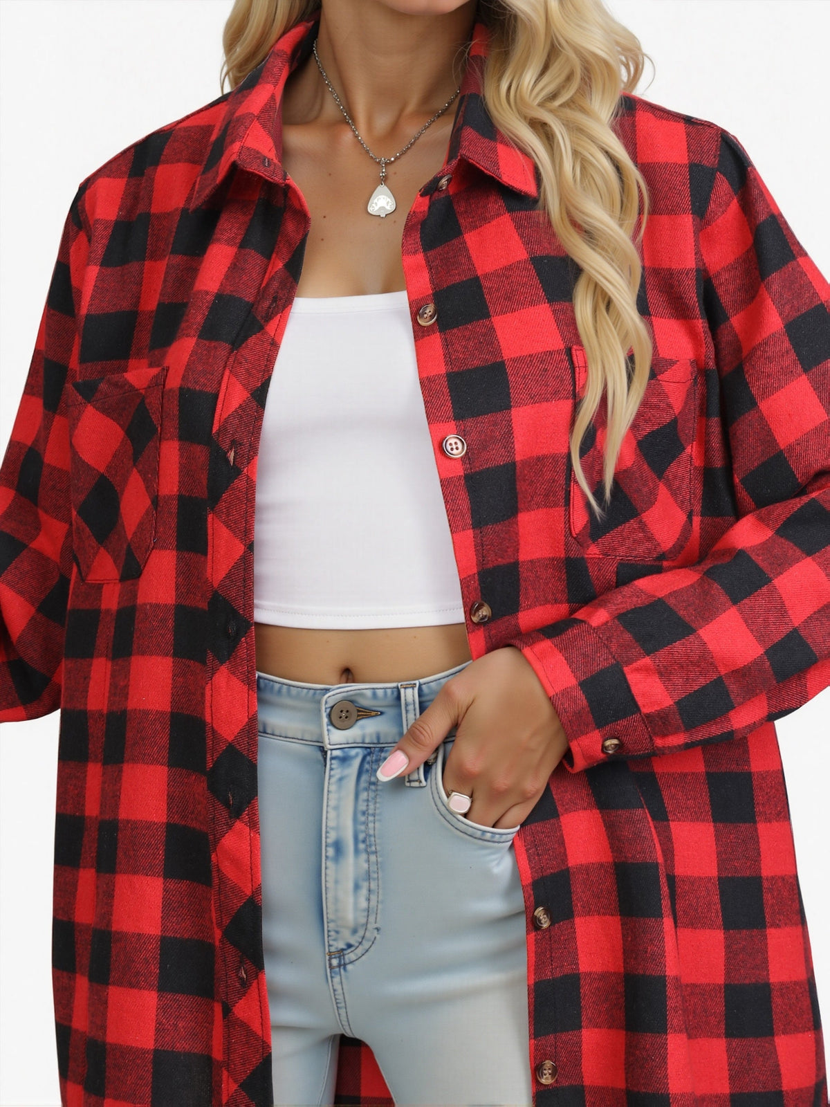 Stella-Aurelia | Women's Buffalo Check Relaxed-Fit Button-Up Shirt
