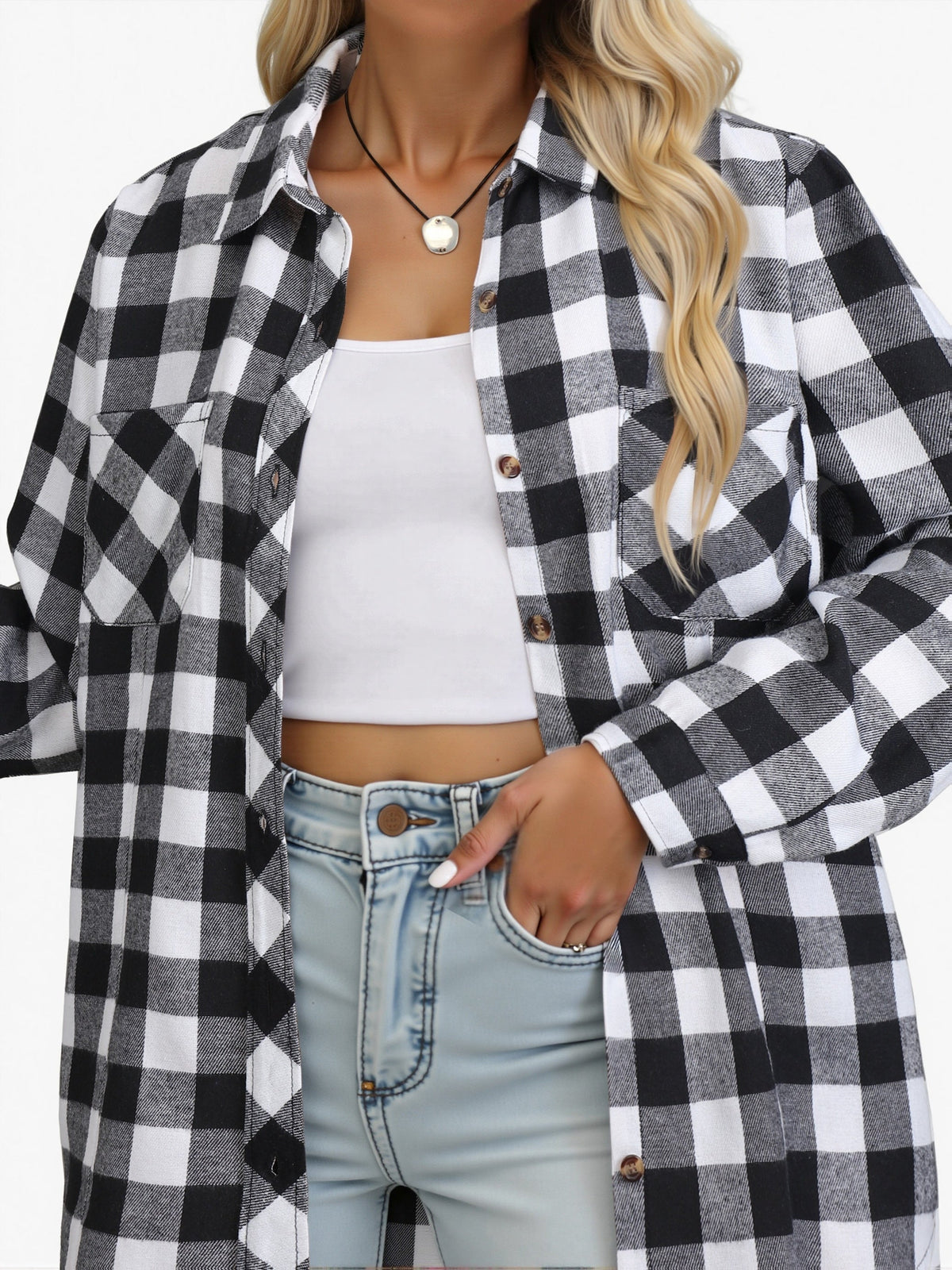 Stella-Aurelia | Women's Buffalo Check Relaxed-Fit Button-Up Shirt