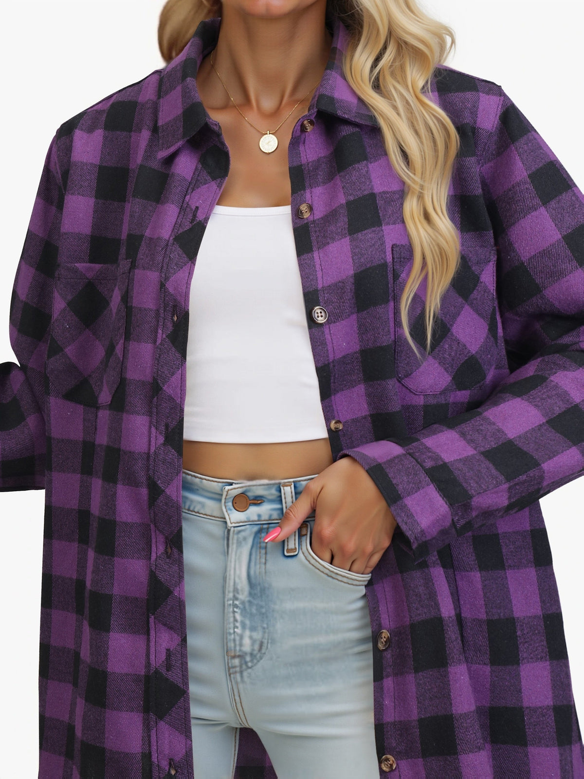 Stella-Aurelia | Women's Buffalo Check Relaxed-Fit Button-Up Shirt