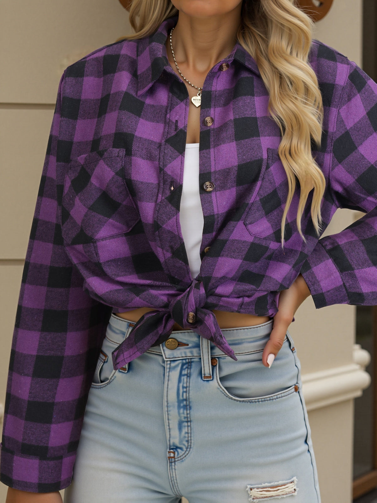 Stella-Aurelia | Women's Buffalo Check Relaxed-Fit Button-Up Shirt