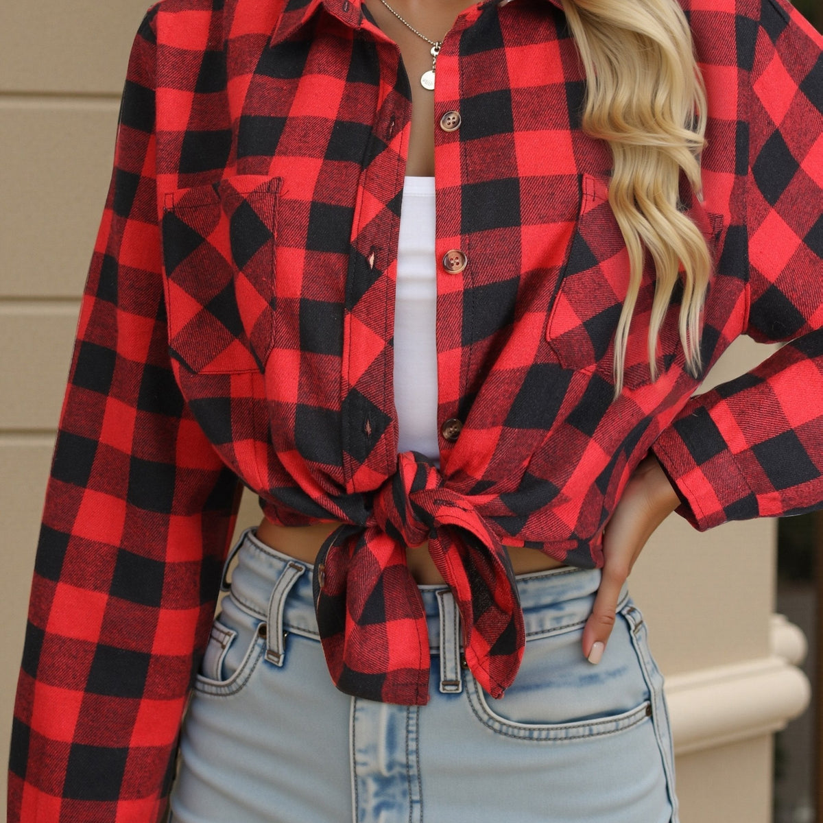 Stella-Aurelia | Women's Buffalo Check Relaxed-Fit Button-Up Shirt