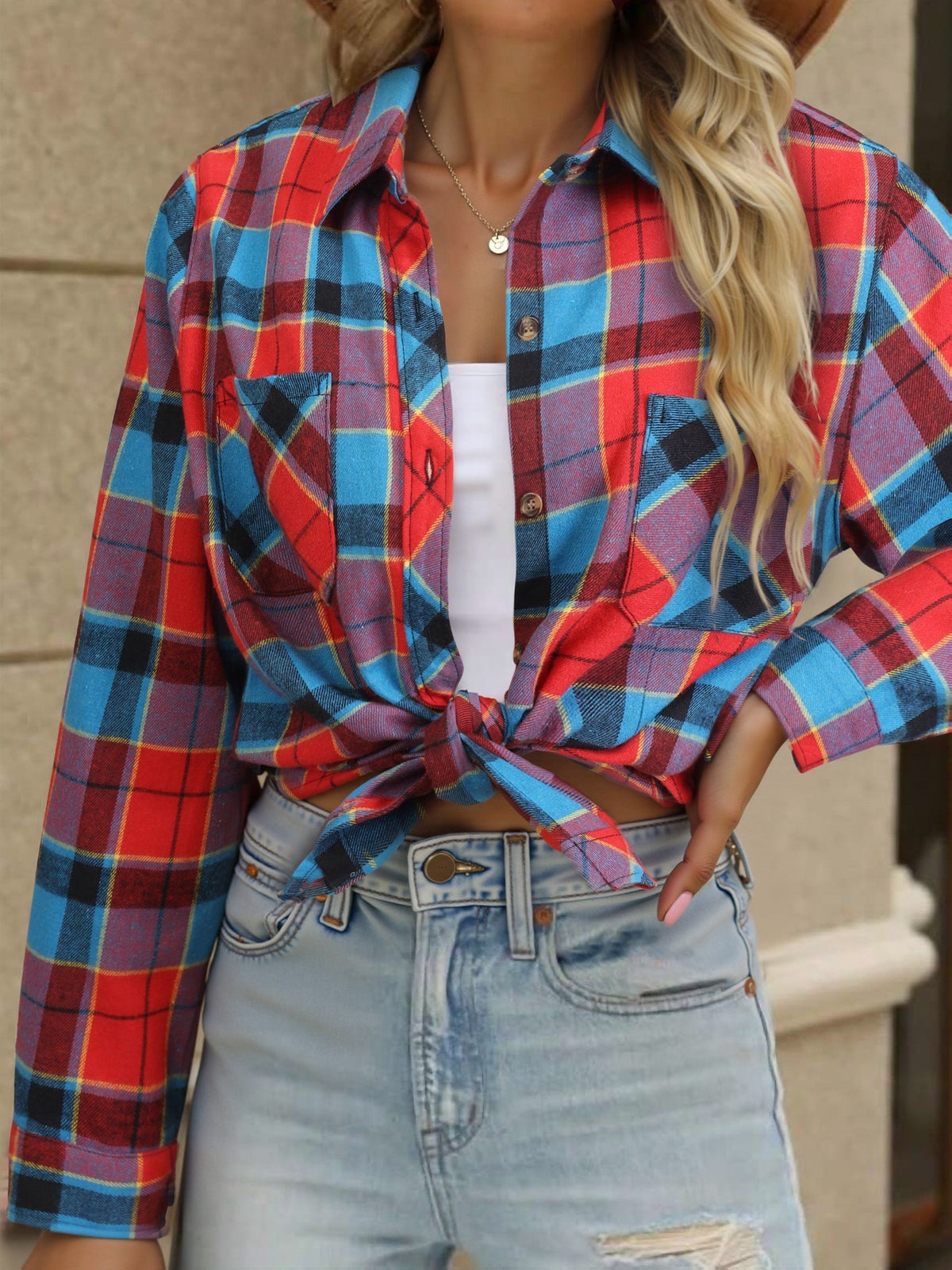 Stella-Aurelia | Women's Buffalo Check Relaxed-Fit Button-Up Shirt