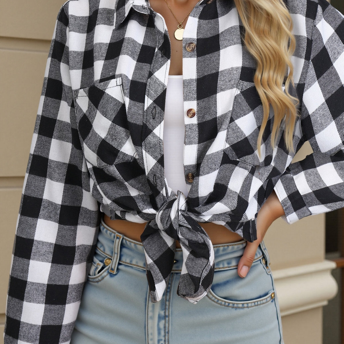 Stella-Aurelia | Women's Buffalo Check Relaxed-Fit Button-Up Shirt