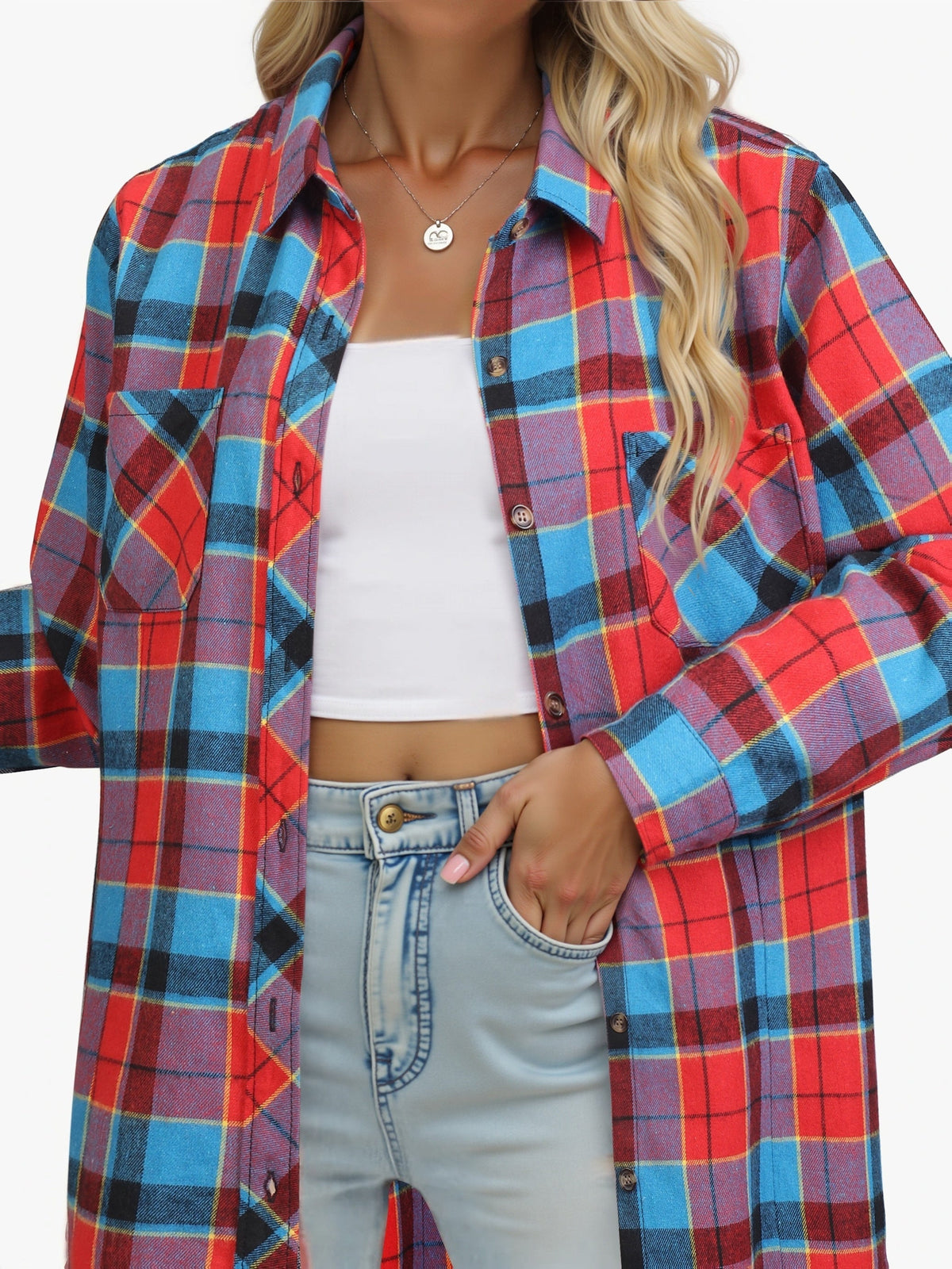 Stella-Aurelia | Women's Buffalo Check Relaxed-Fit Button-Up Shirt
