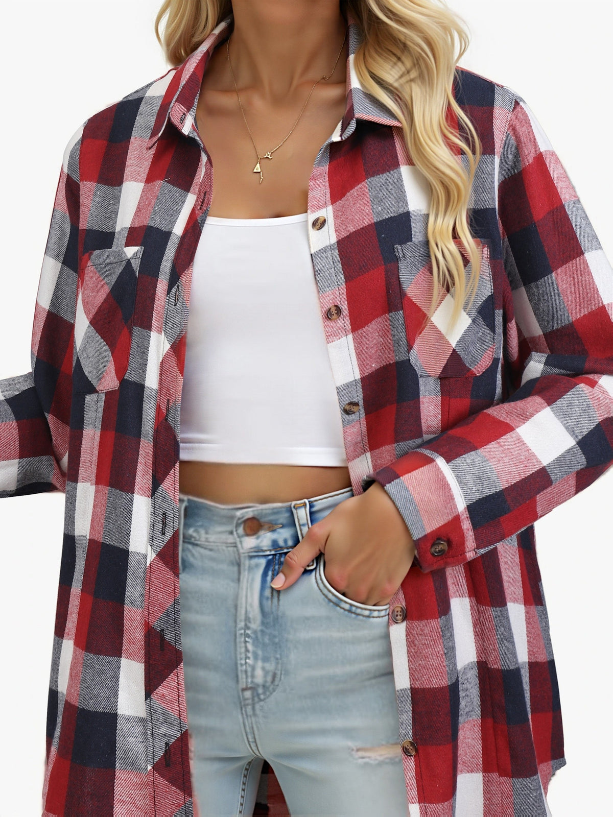 Stella-Aurelia | Women's Buffalo Check Relaxed-Fit Button-Up Shirt