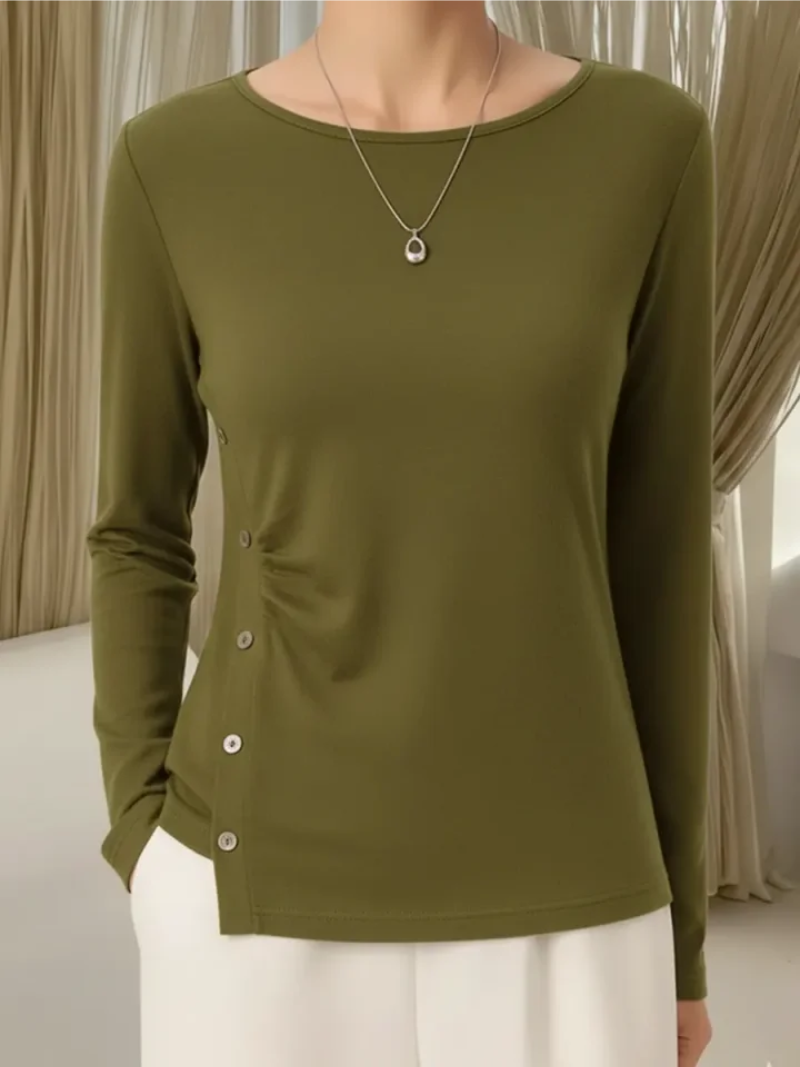 Cordelia | Women's Button-Detail Knit Top with Round Neck