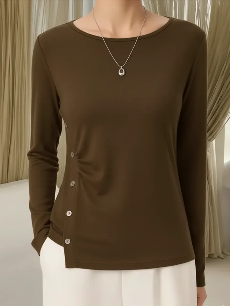 Cordelia | Women's Button-Detail Knit Top with Round Neck
