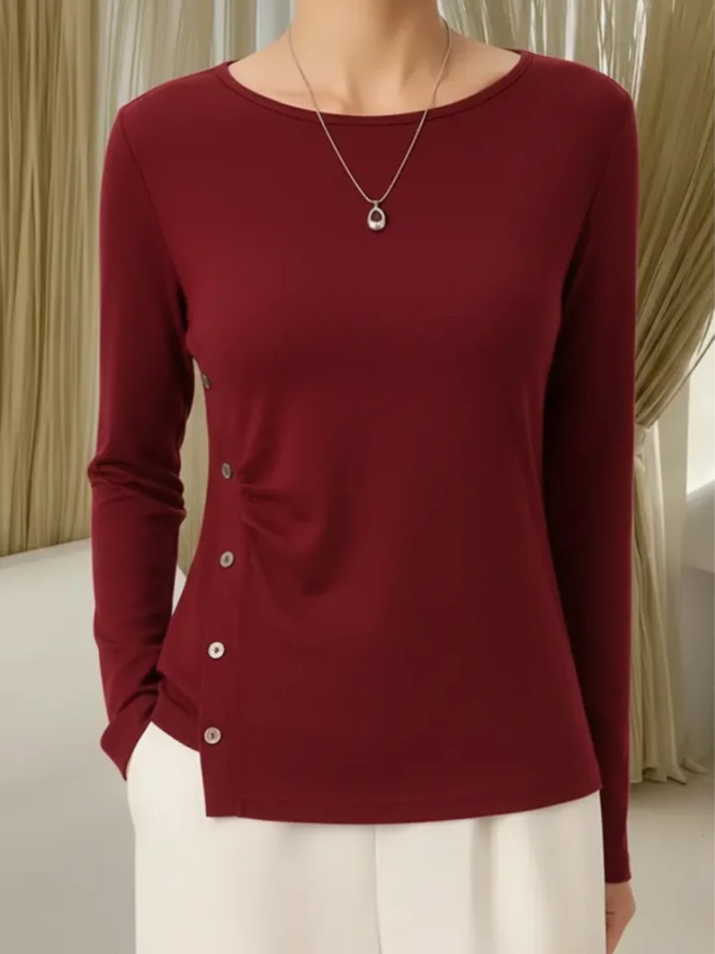Cordelia | Women's Button-Detail Knit Top with Round Neck