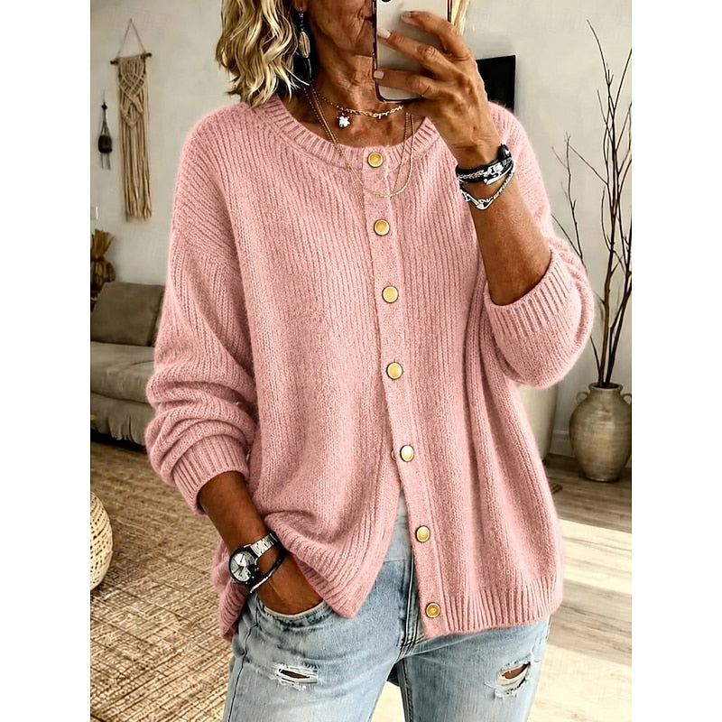 Gilda | Women's Button-Front Crew Neck Cardigan