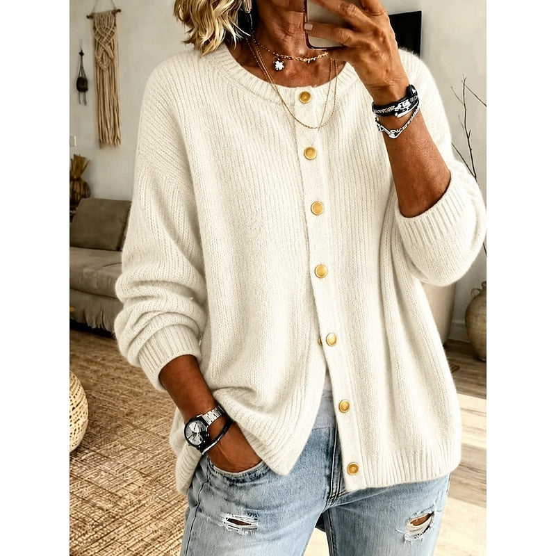 Gilda | Women's Button-Front Crew Neck Cardigan