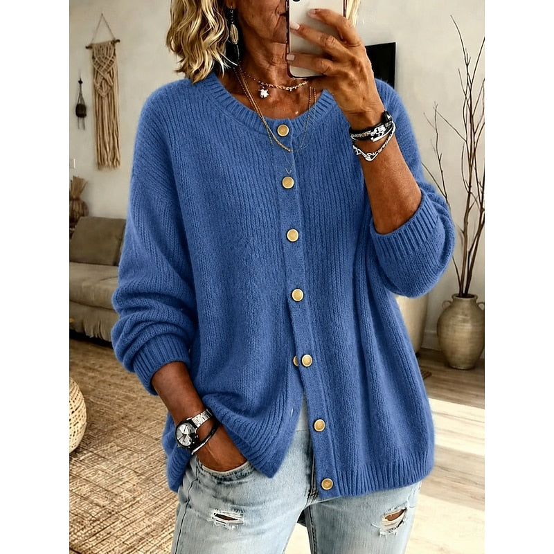 Gilda | Women's Button-Front Crew Neck Cardigan