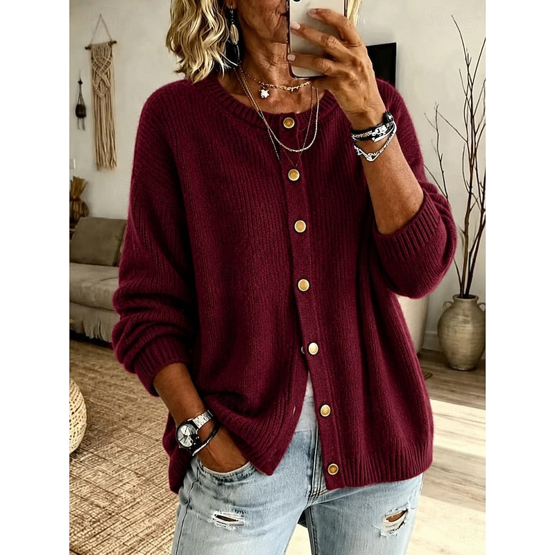 Gilda | Women's Button-Front Crew Neck Cardigan