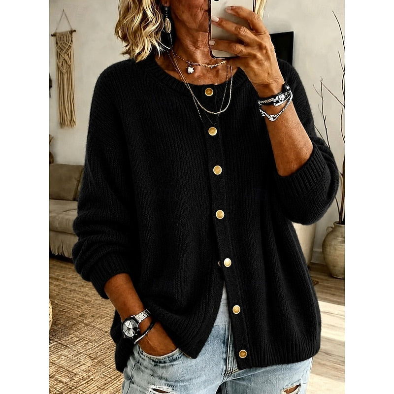 Gilda | Women's Button-Front Crew Neck Cardigan