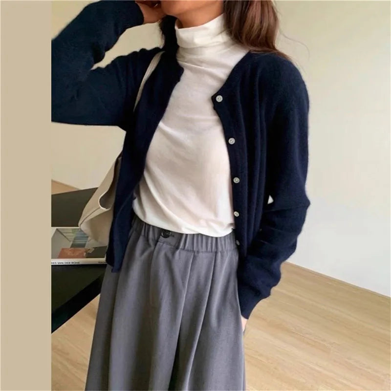 Delia-Gloria | Women's Button-Front Knit Cardigan with Relaxed Fit