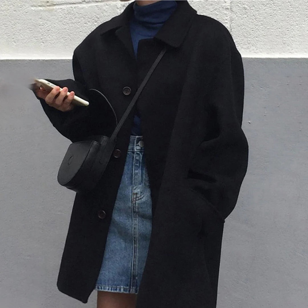 Matilda-Bridget | Women's Button-Front Wool Trench Coat