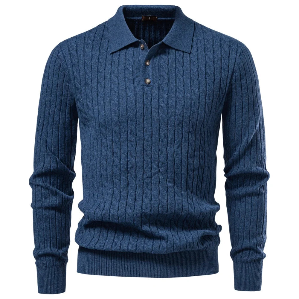 June-Eugenia | Women's Cable Knit Button-Front Polo Sweater