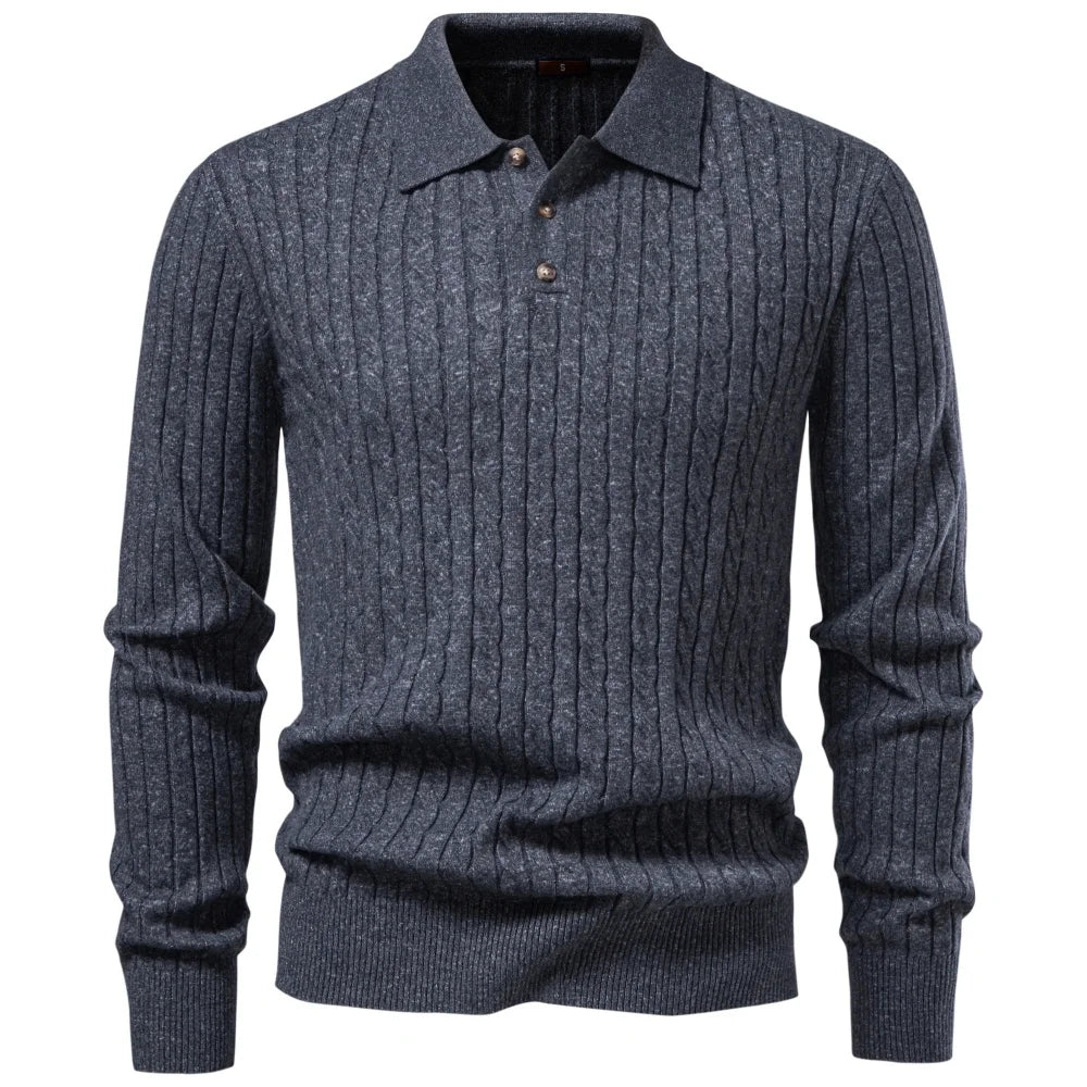 June-Eugenia | Women's Cable Knit Button-Front Polo Sweater