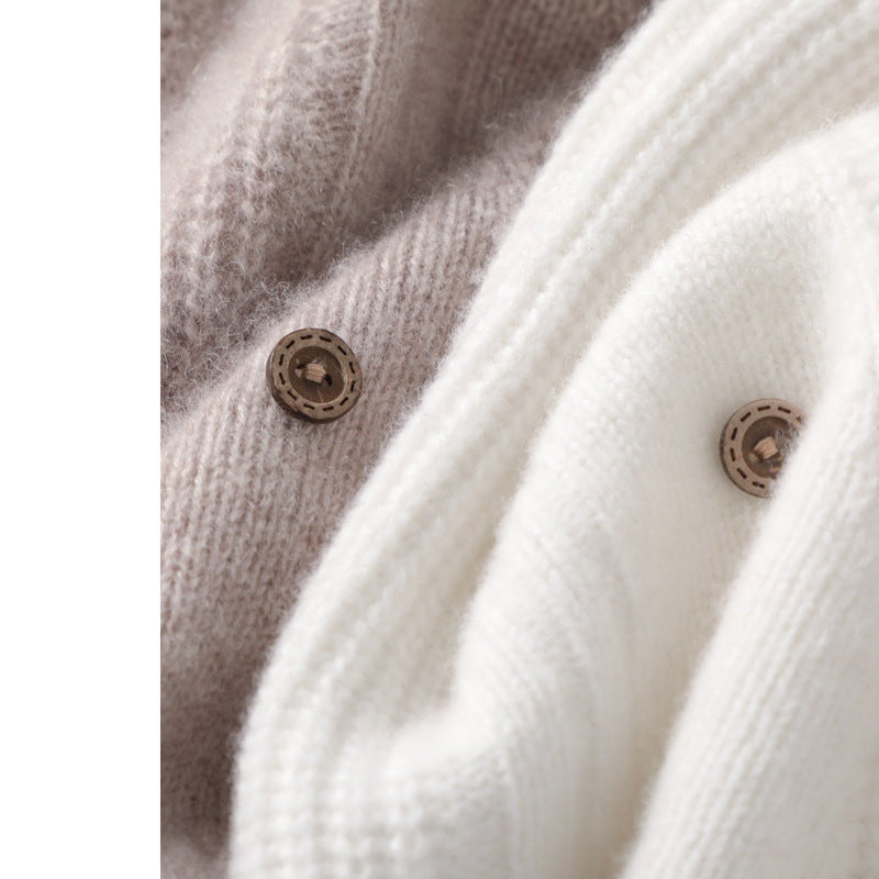 Violet-Nora | Women's Cable-Knit Long Vest with Side Button Placket
