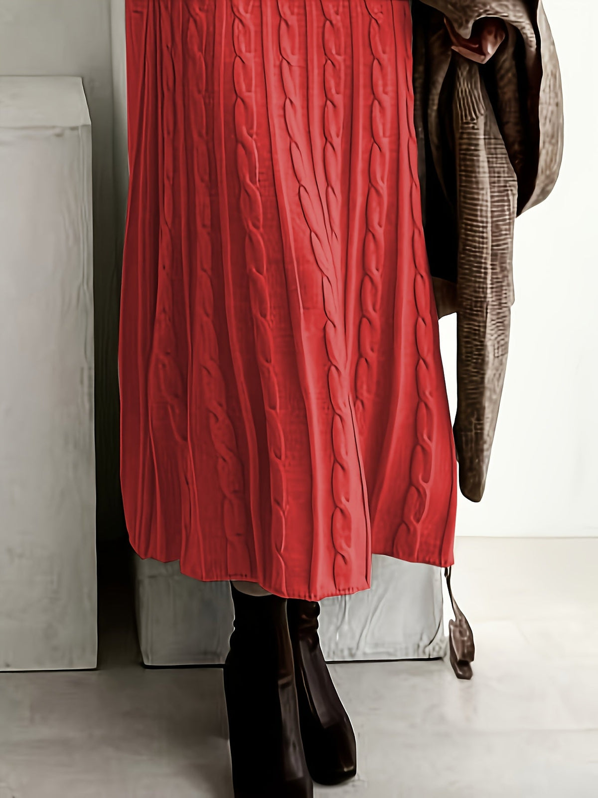 Bridget-Opal | Women's Cable-Knit Sweater Maxi Dress