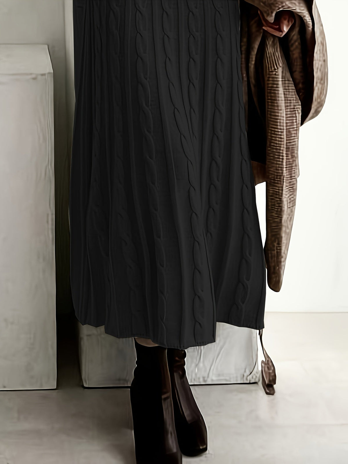 Bridget-Opal | Women's Cable-Knit Sweater Maxi Dress