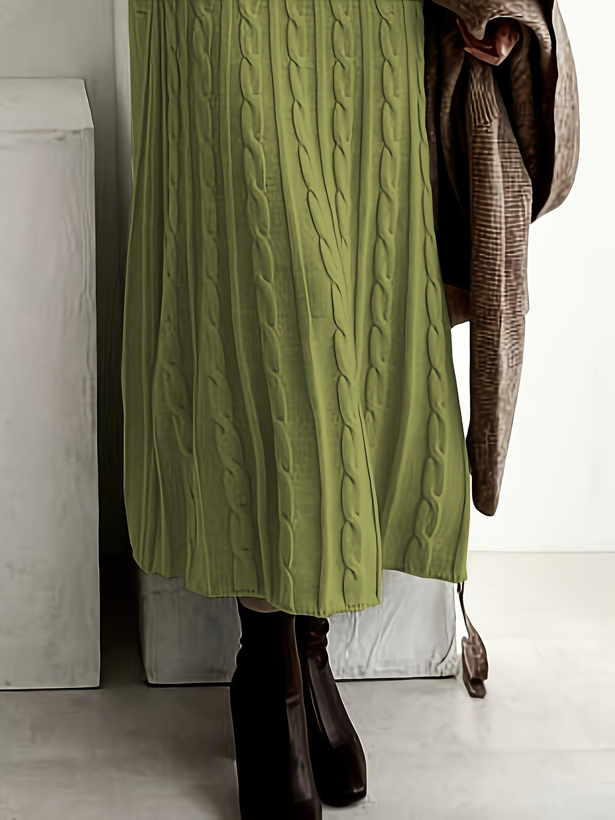 Bridget-Opal | Women's Cable-Knit Sweater Maxi Dress