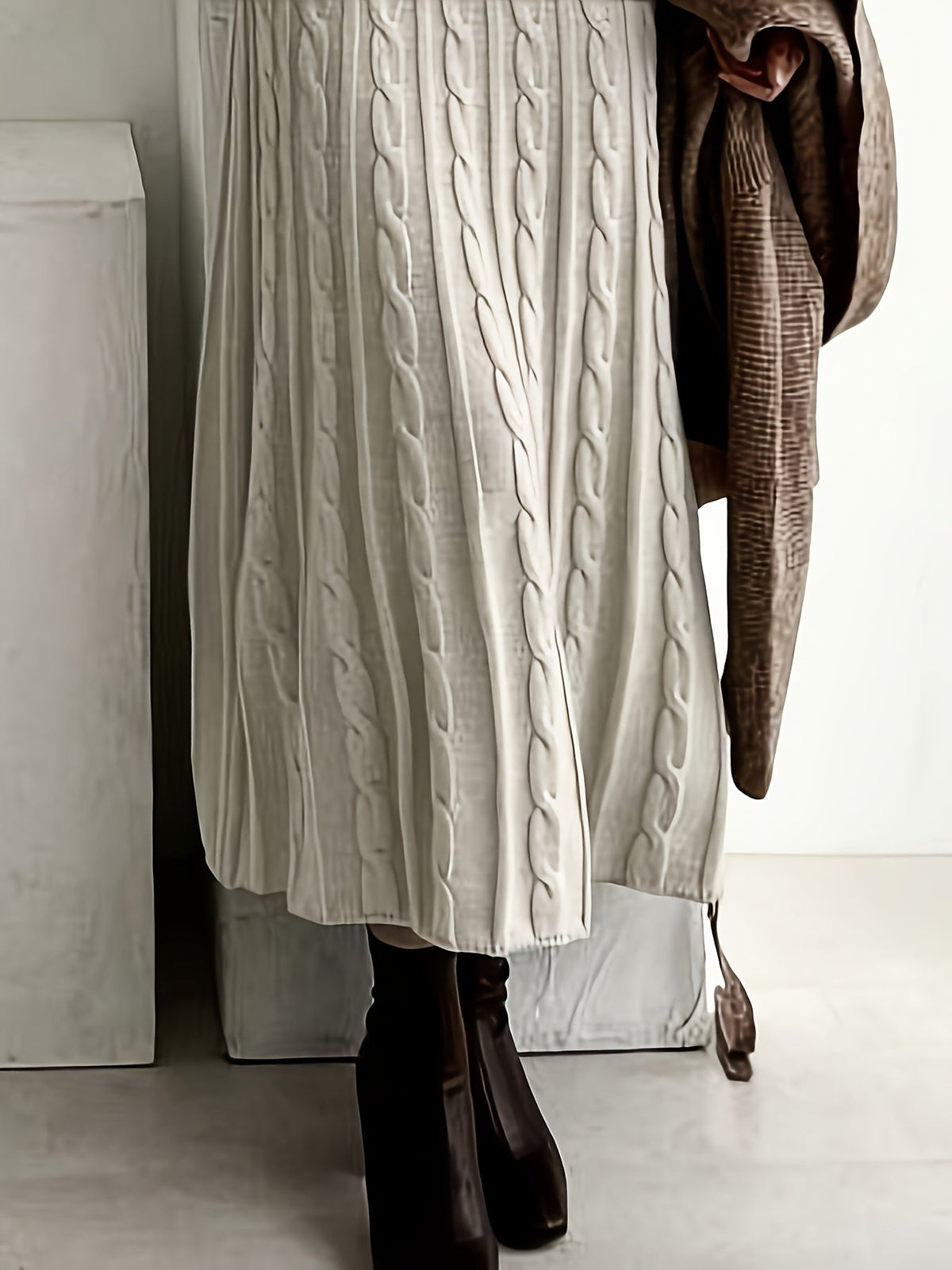 Bridget-Opal | Women's Cable-Knit Sweater Maxi Dress