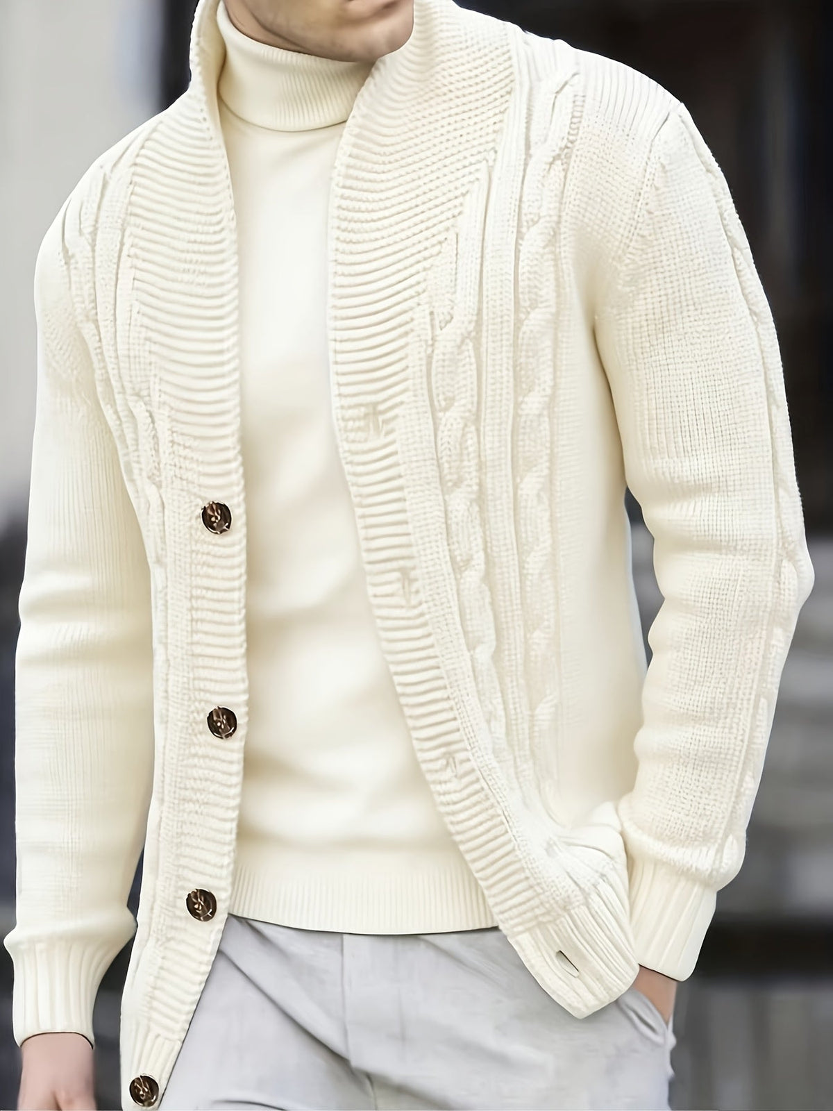 Lavinia-Hilda | Women's Chunky Cable-Knit Button Cardigan