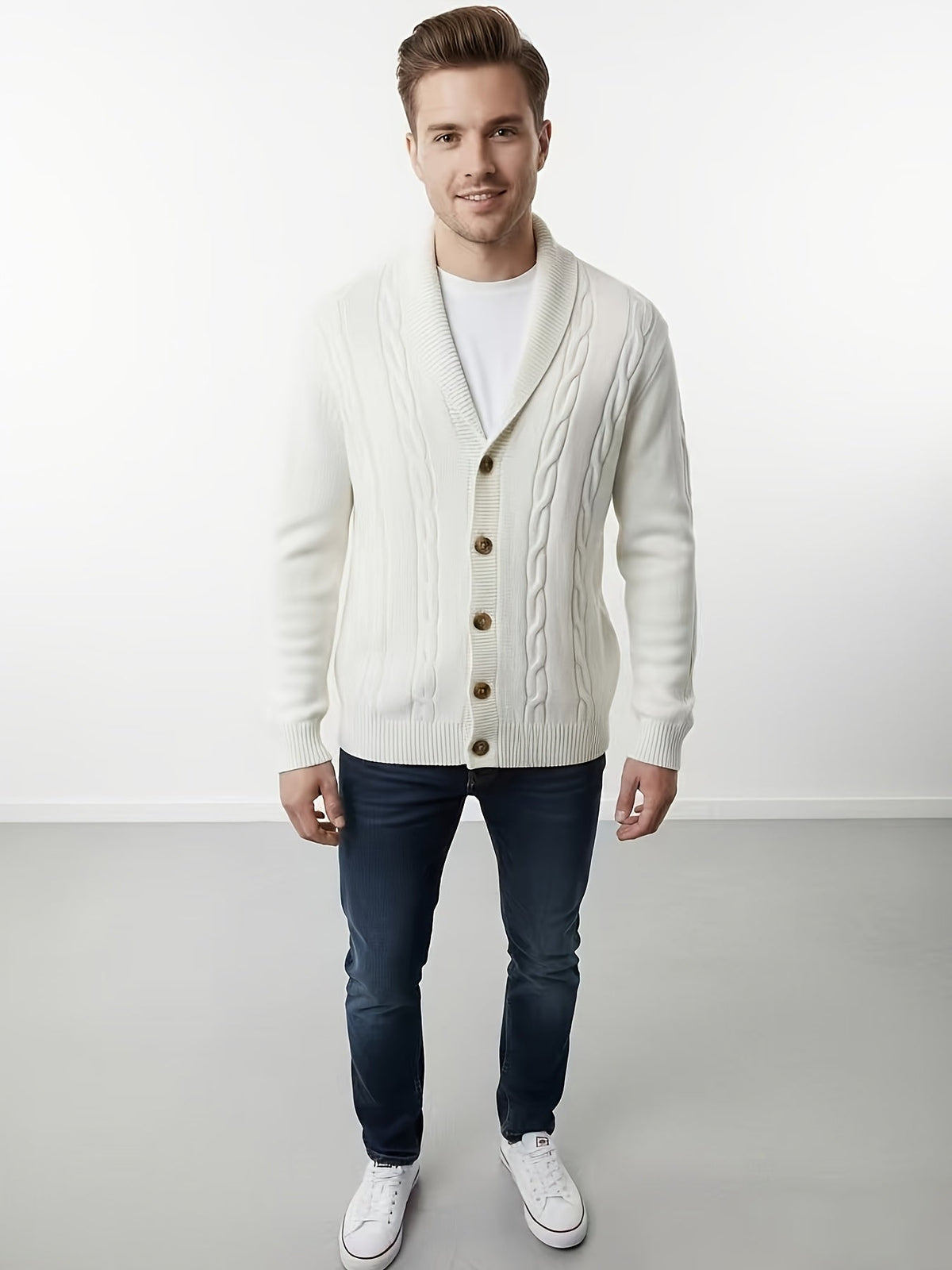 Lavinia-Hilda | Women's Chunky Cable-Knit Button Cardigan
