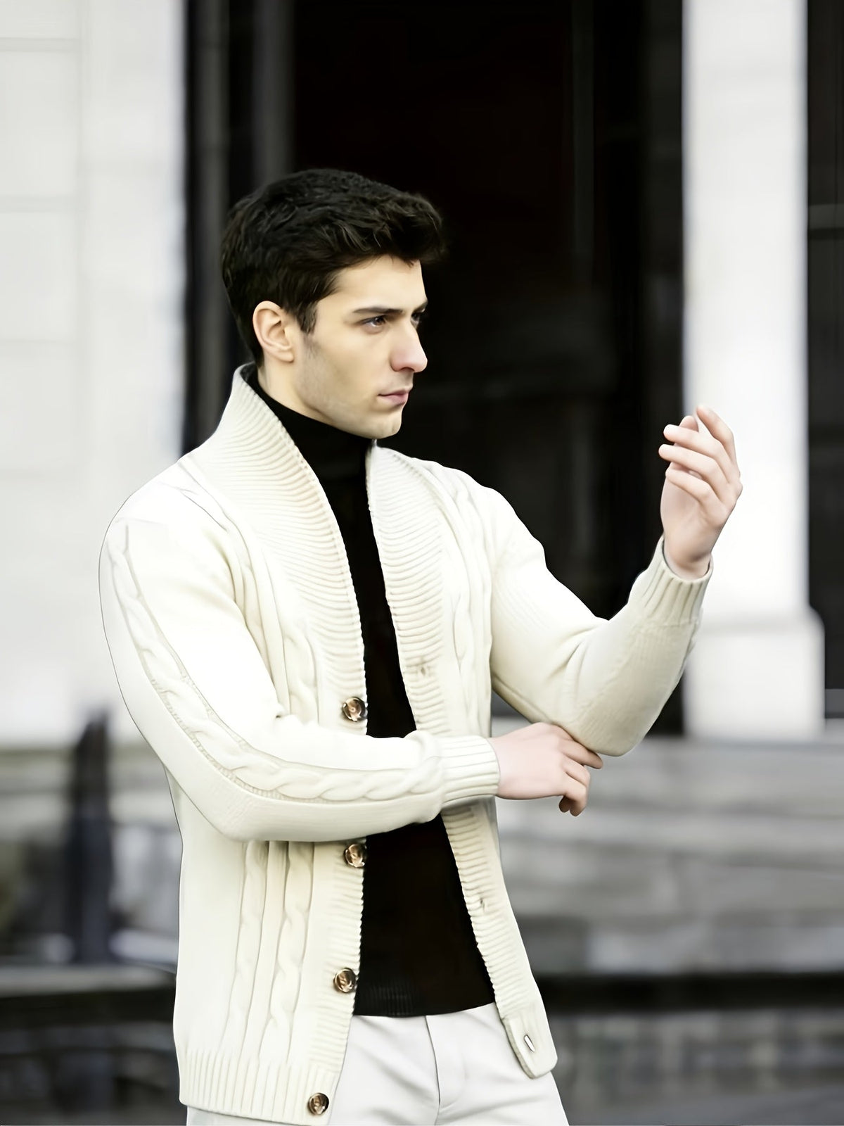 Lavinia-Hilda | Women's Chunky Cable-Knit Button Cardigan