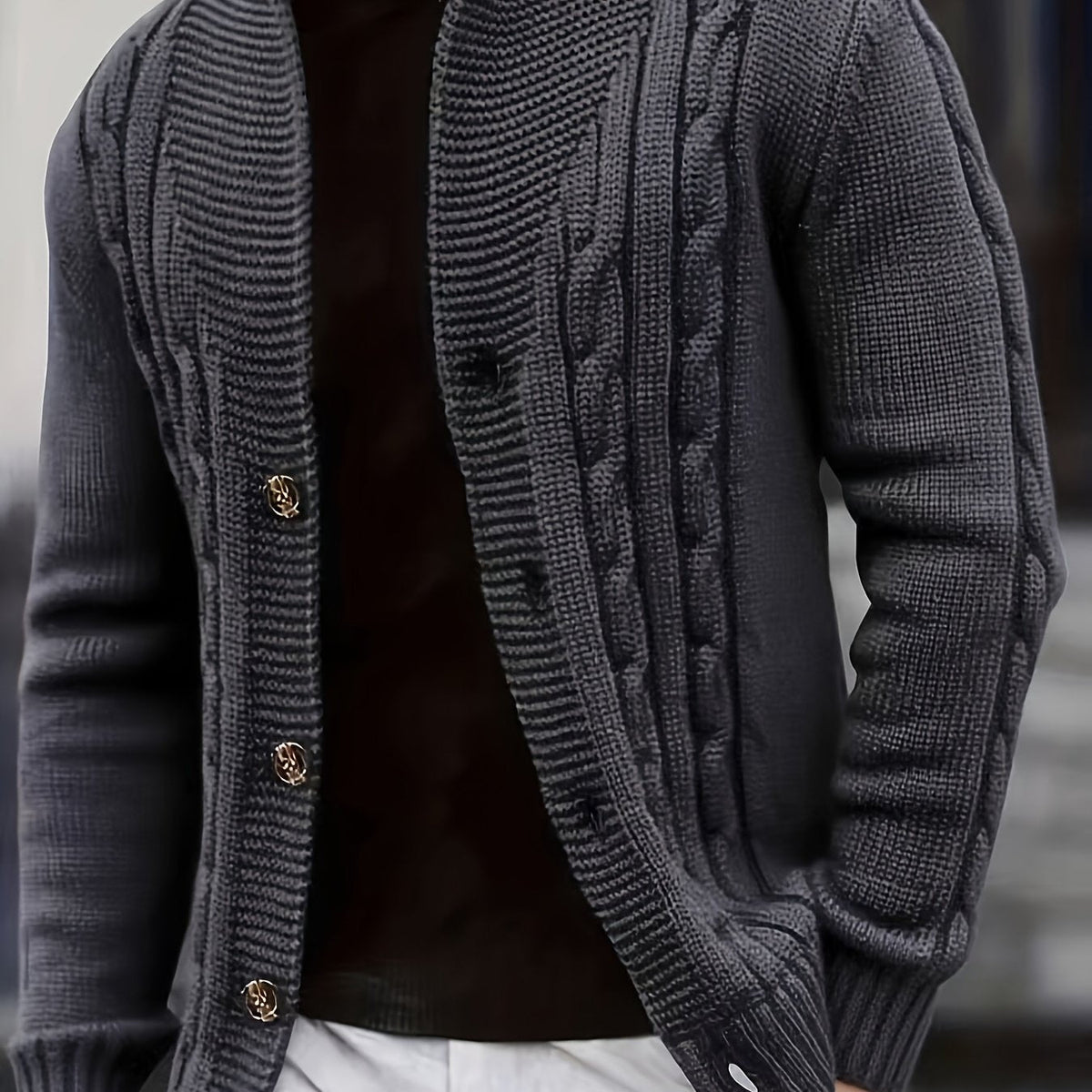 Lavinia-Hilda | Women's Chunky Cable-Knit Button Cardigan
