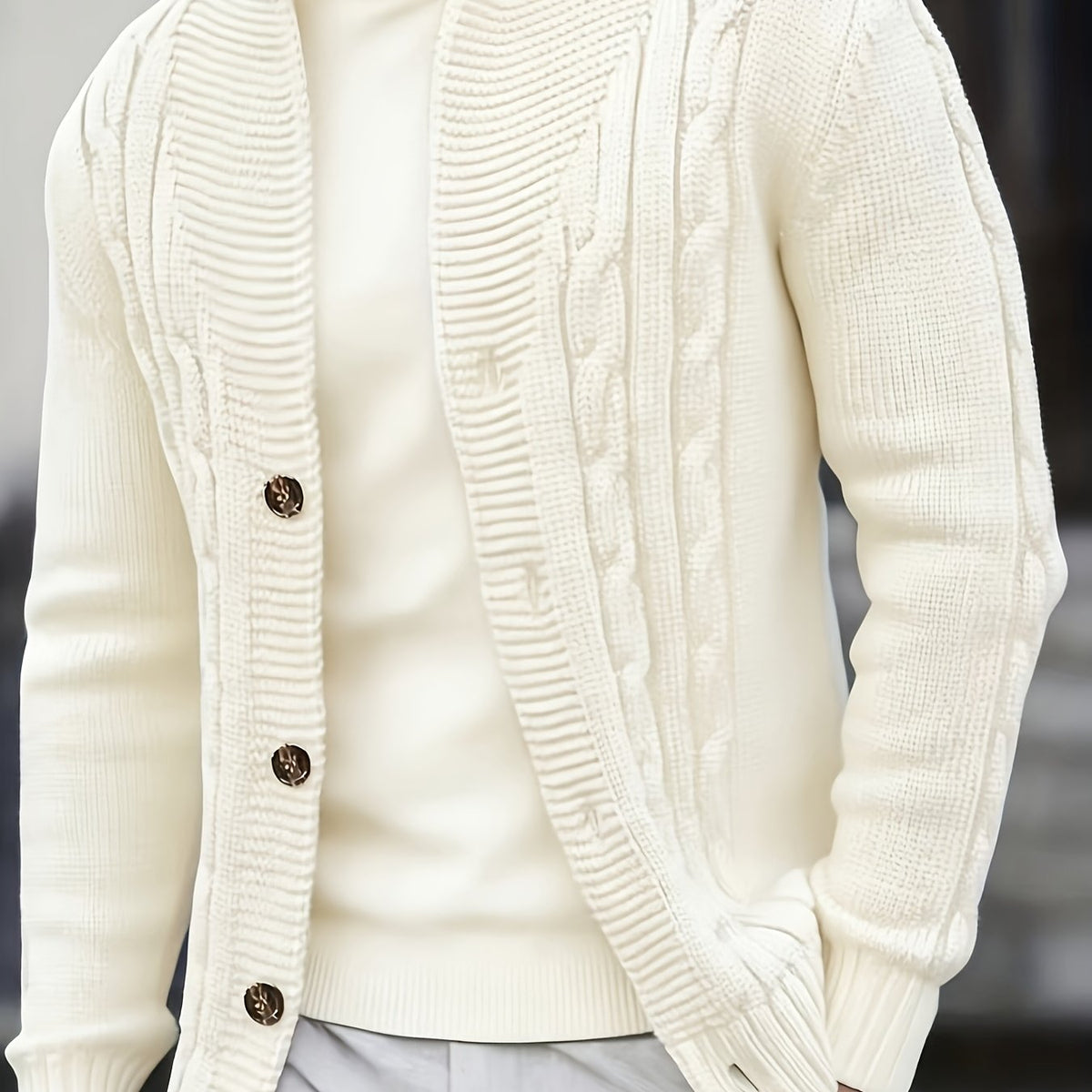 Lavinia-Hilda | Women's Chunky Cable-Knit Button Cardigan