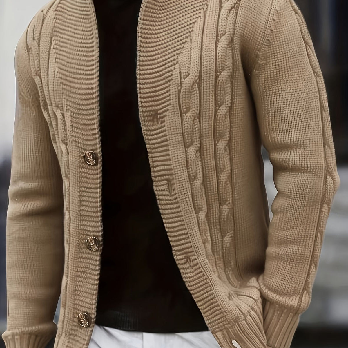 Lavinia-Hilda | Women's Chunky Cable-Knit Button Cardigan