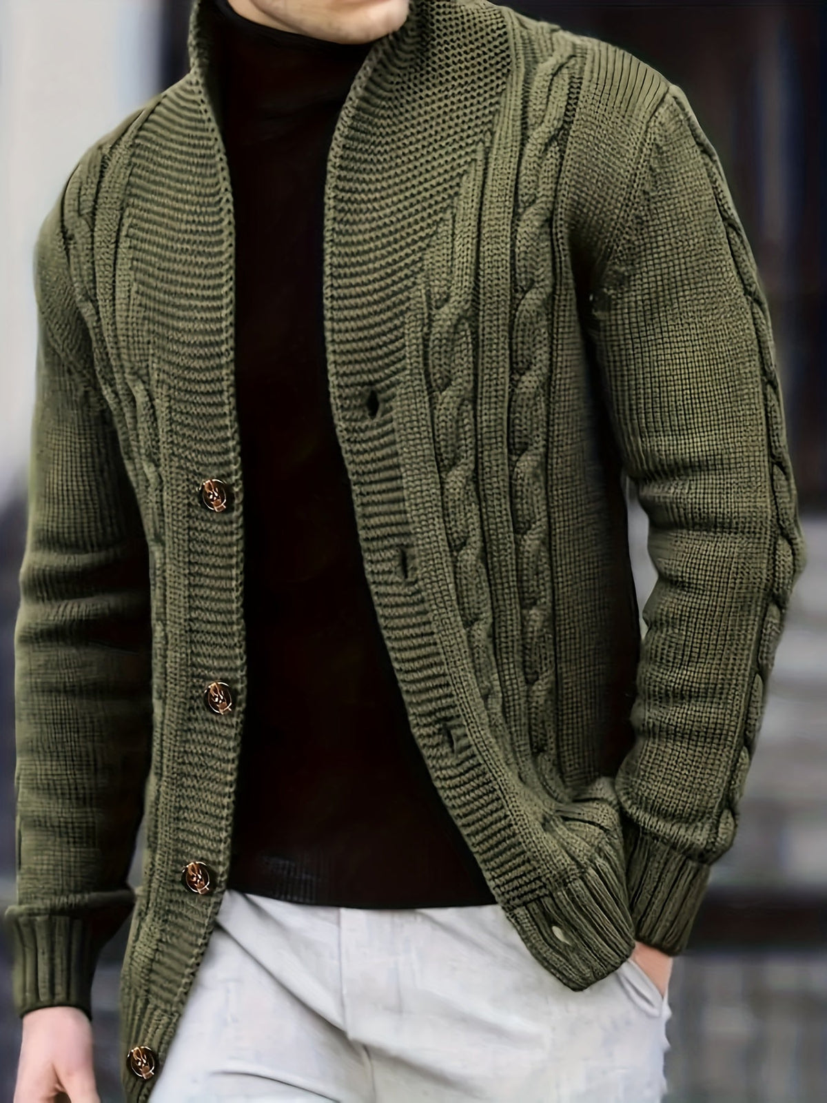 Lavinia-Hilda | Women's Chunky Cable-Knit Button Cardigan