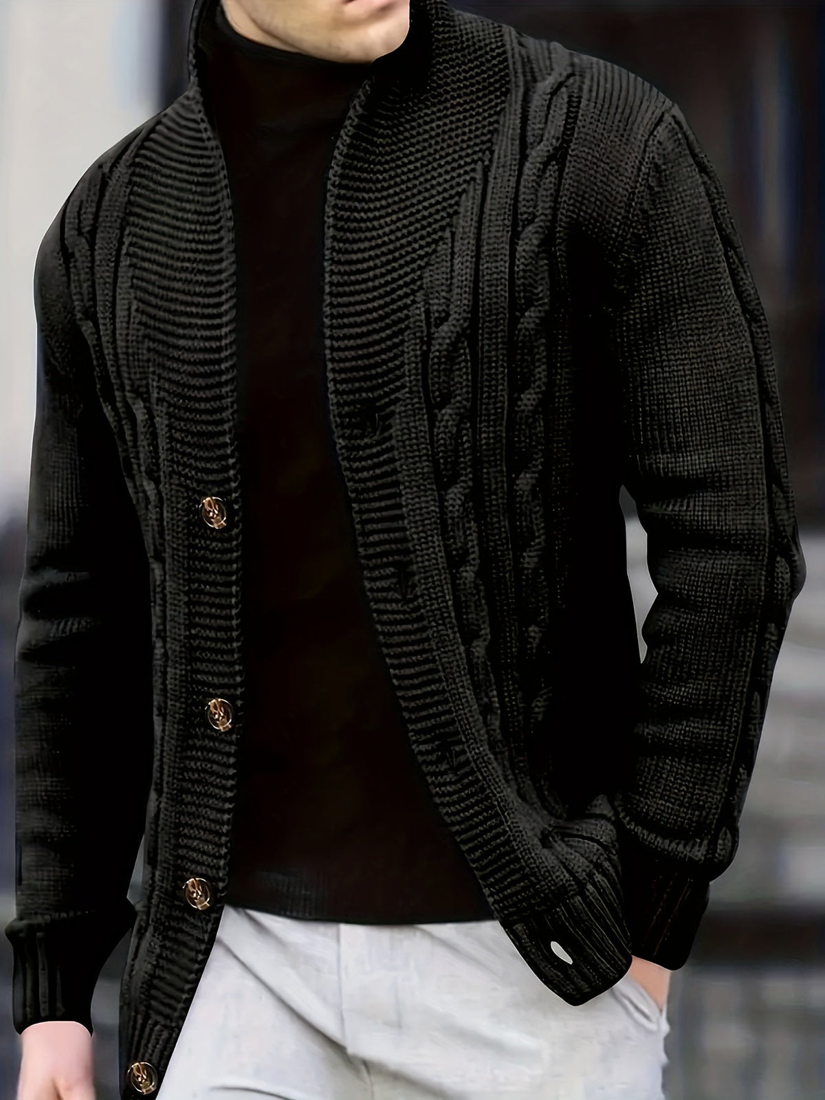 Lavinia-Hilda | Women's Chunky Cable-Knit Button Cardigan