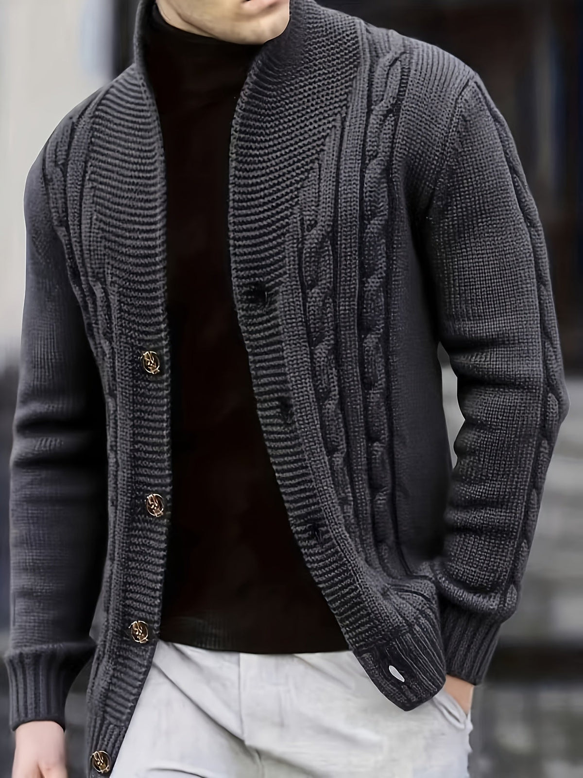 Lavinia-Hilda | Women's Chunky Cable-Knit Button Cardigan