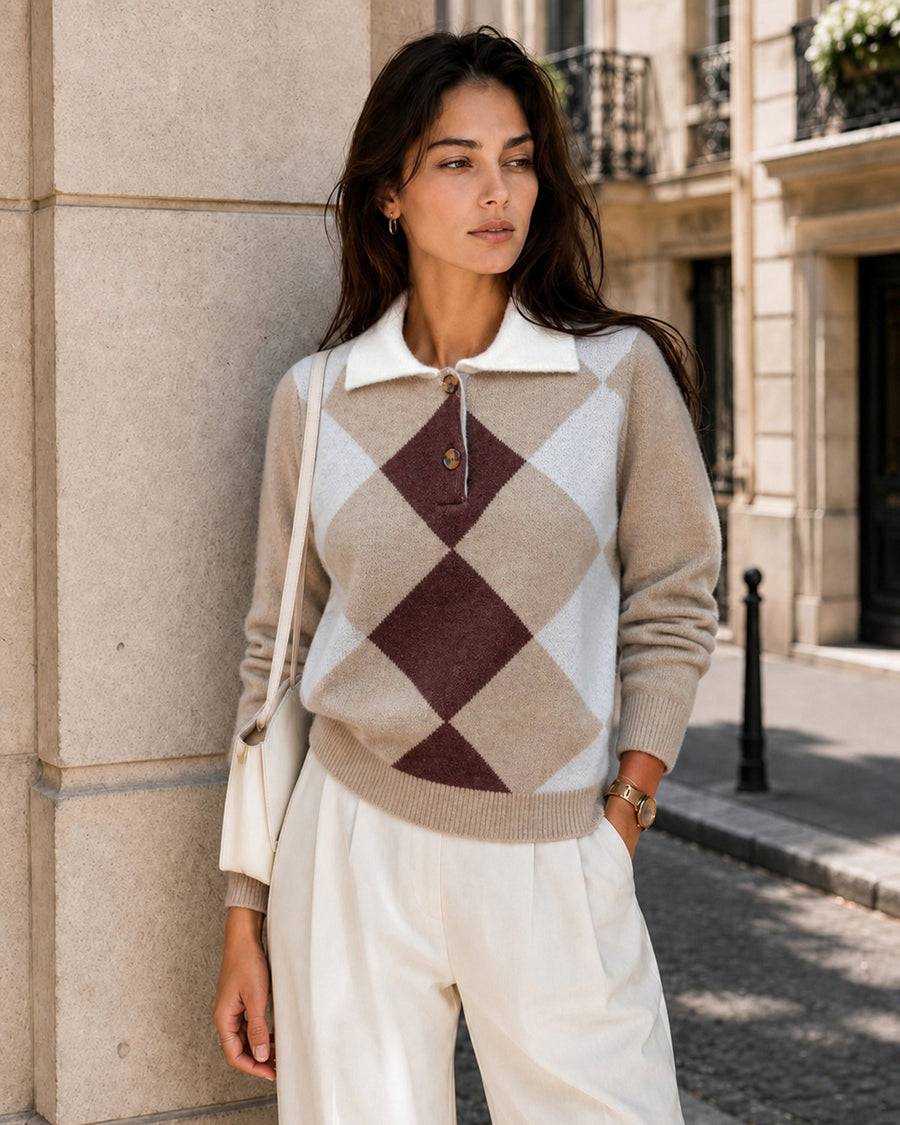 Priscilla | Women's Colorblock Button Knit Sweater Dress