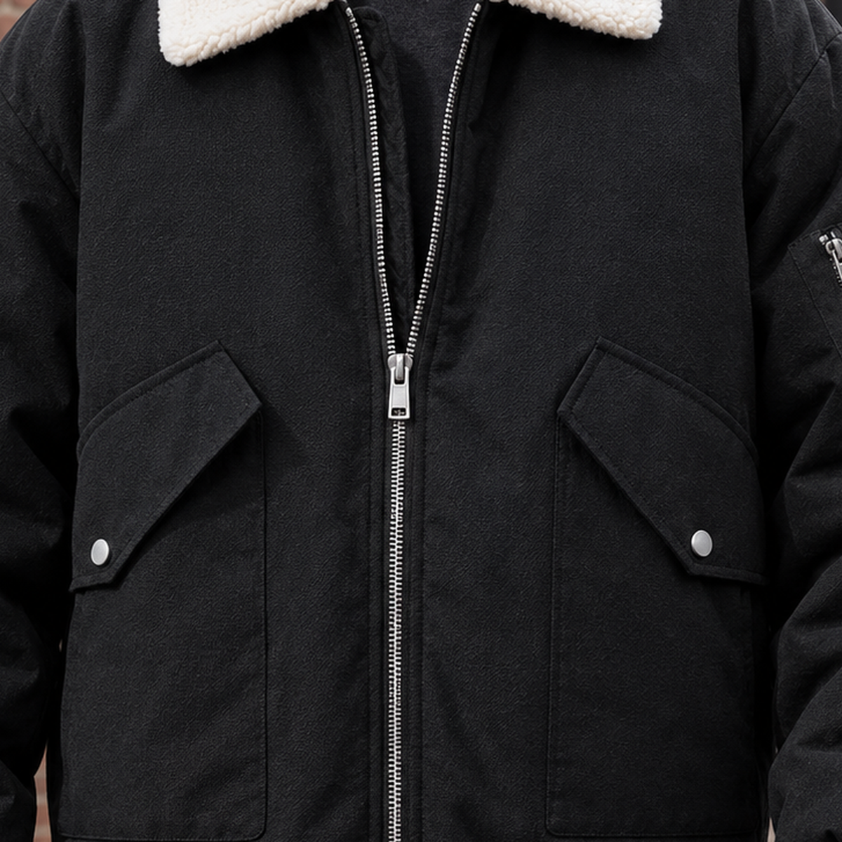 Hazel-Katharine | Women's Contrast-Collar Utility Puffer Jacket