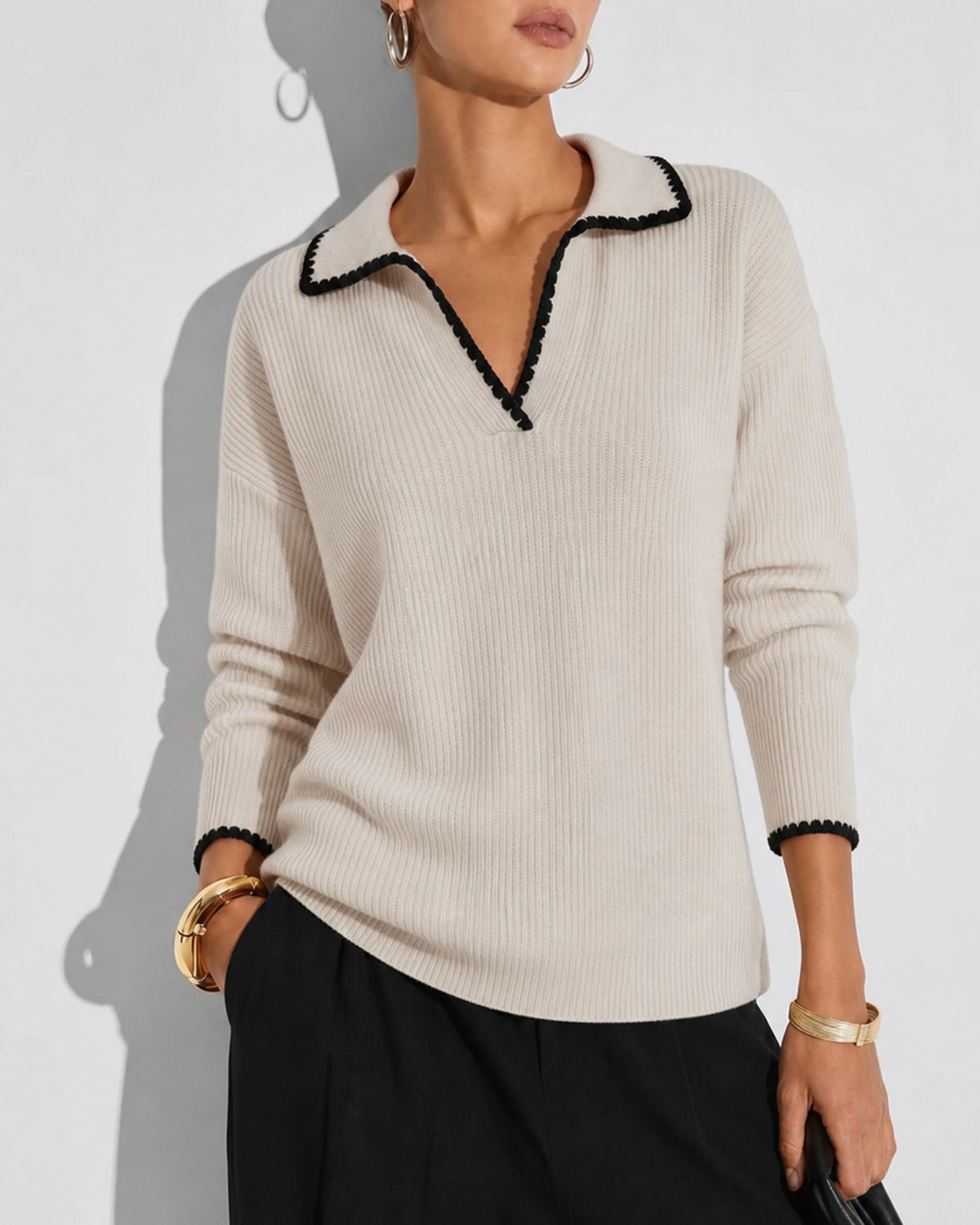 Teresa | Women's Contrasting Textured Knit Sweater Dress