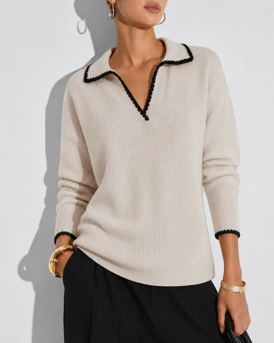 Teresa | Women's Contrasting Textured Knit Sweater Dress