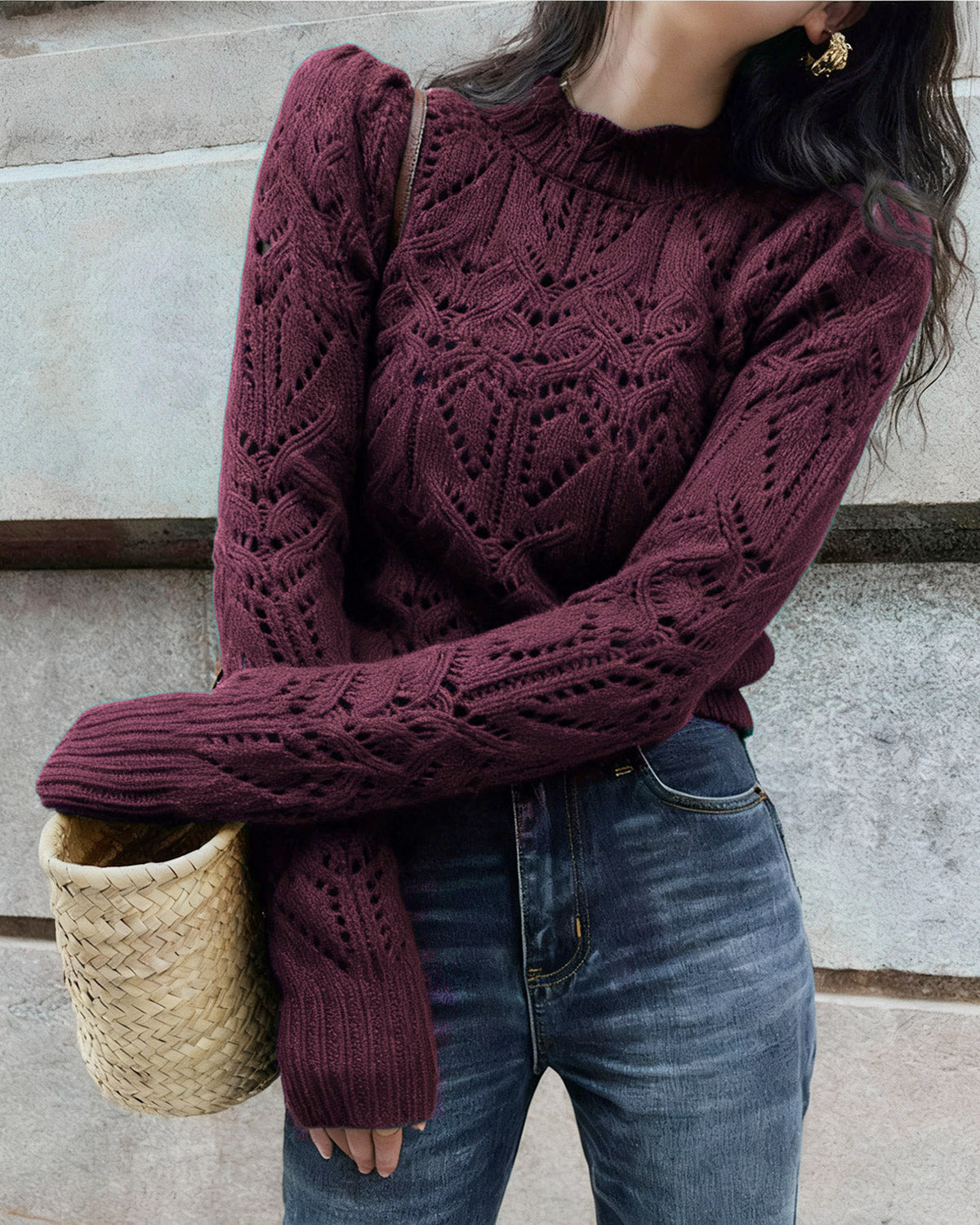 Gloria-Elsa | Women's Cut-Out Textured Sweater Dress