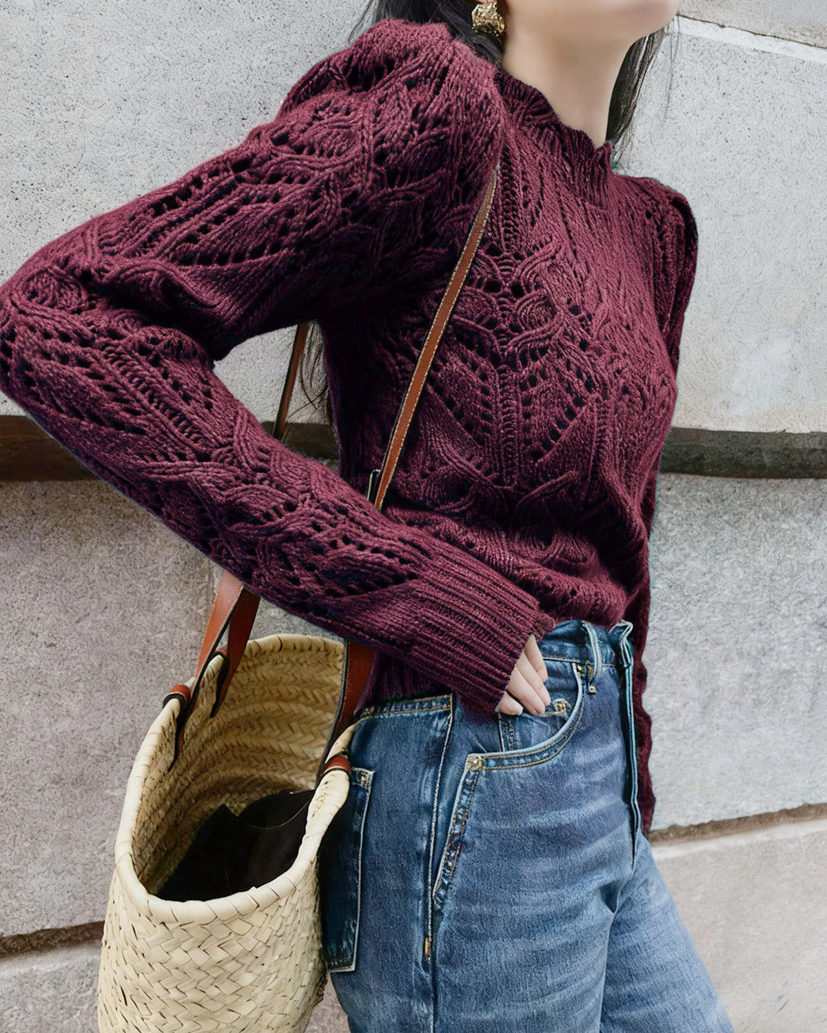 Gloria-Elsa | Women's Cut-Out Textured Sweater Dress