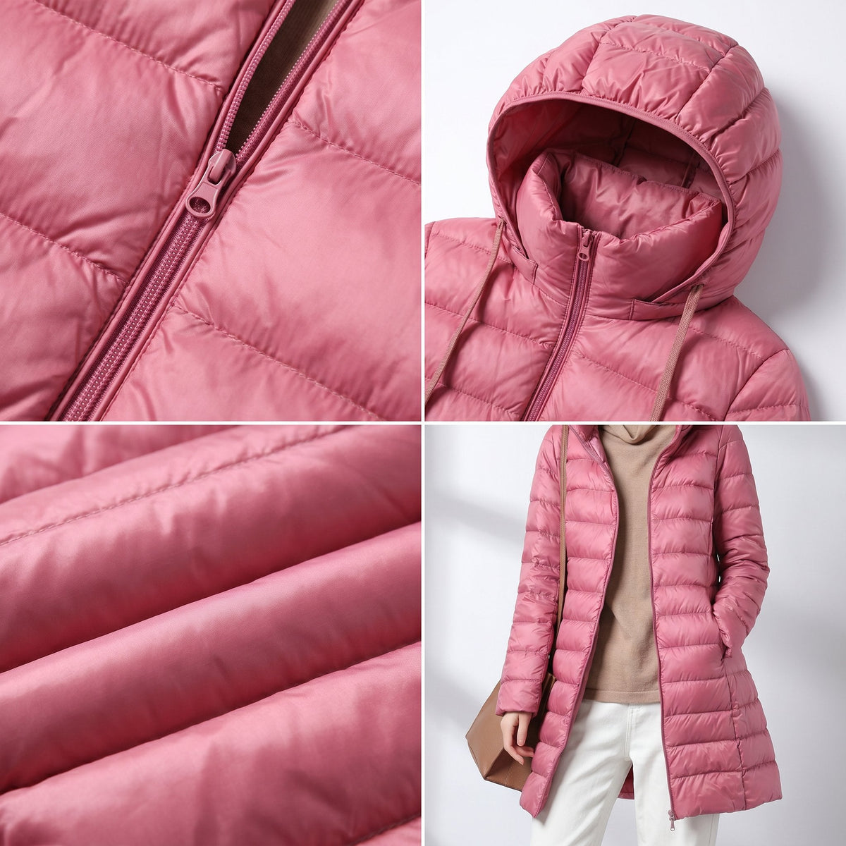 Lavinia-Ingrid | Women's Detachable-Hood Ultralight Puffer Jacket