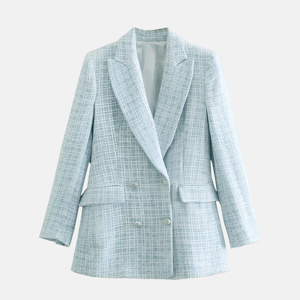 Virginia-Pauline | Women's Double-Breasted Tweed Blazer with Notched Lapel