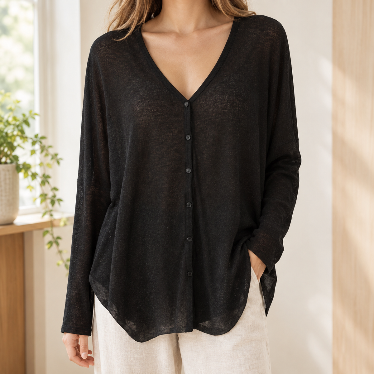 Flora | Women's Draped Button-Front Cardigan