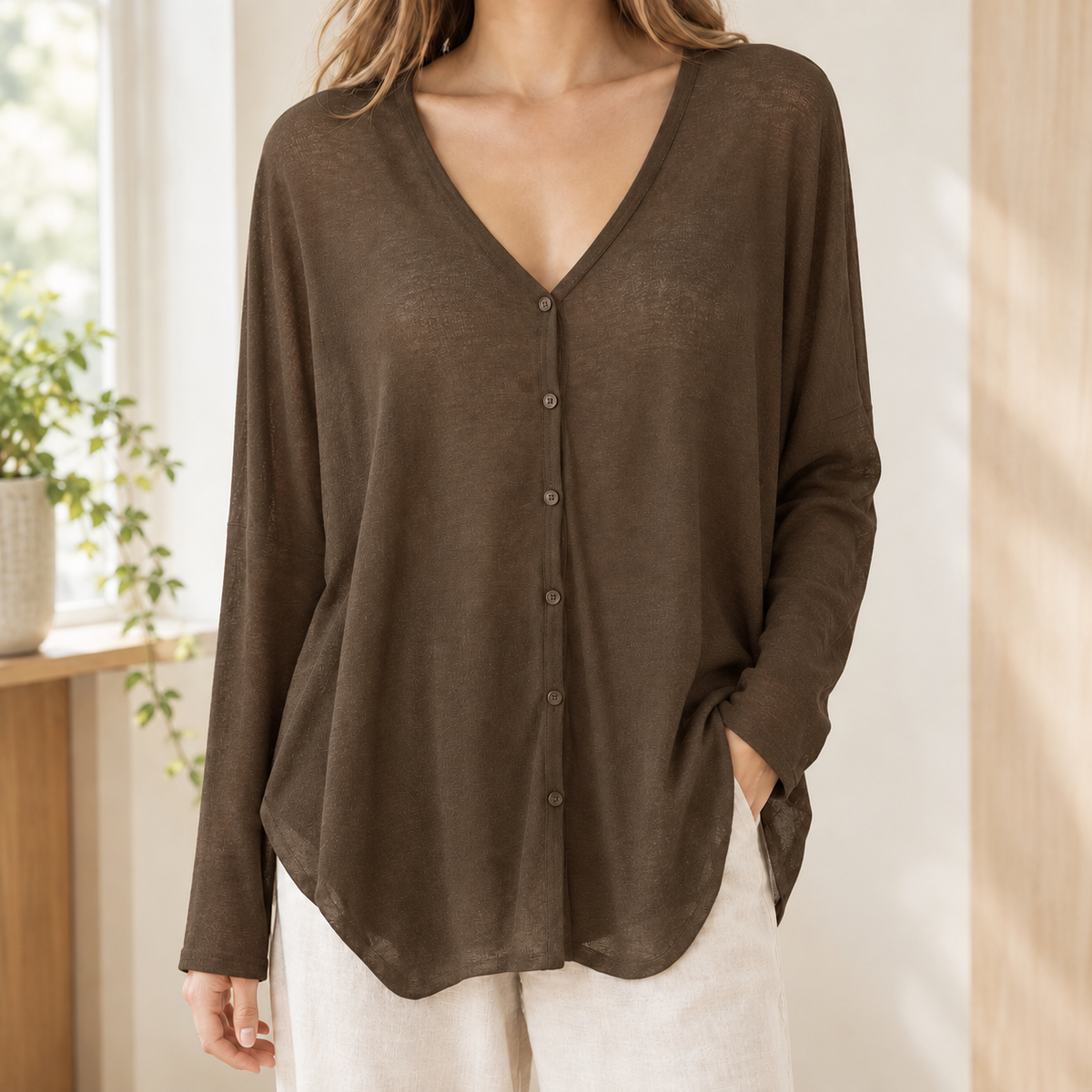 Flora | Women's Draped Button-Front Cardigan