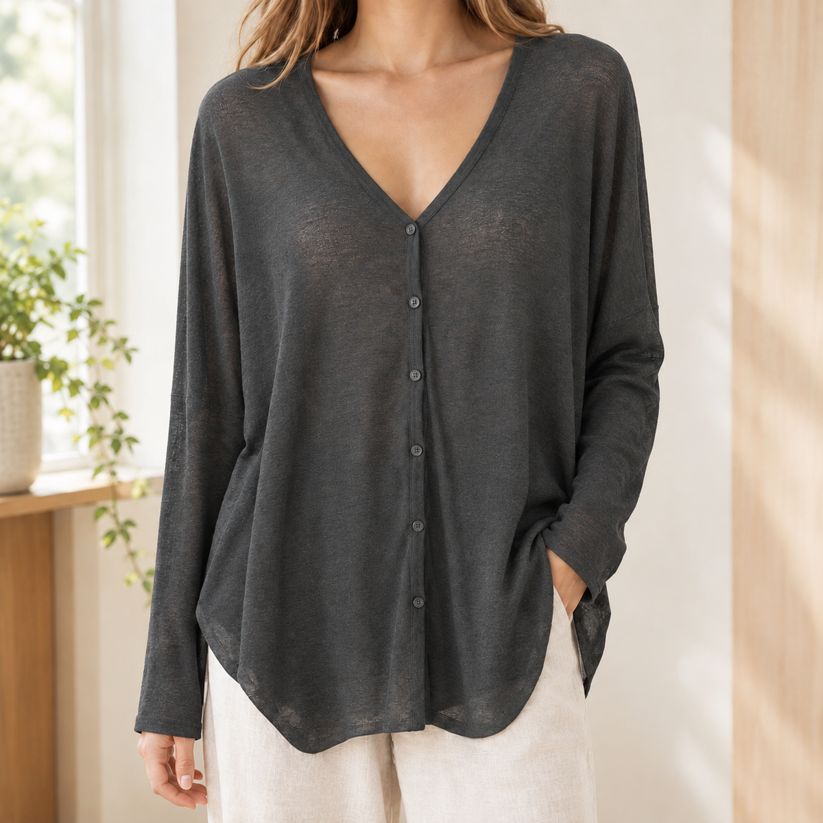 Flora | Women's Draped Button-Front Cardigan
