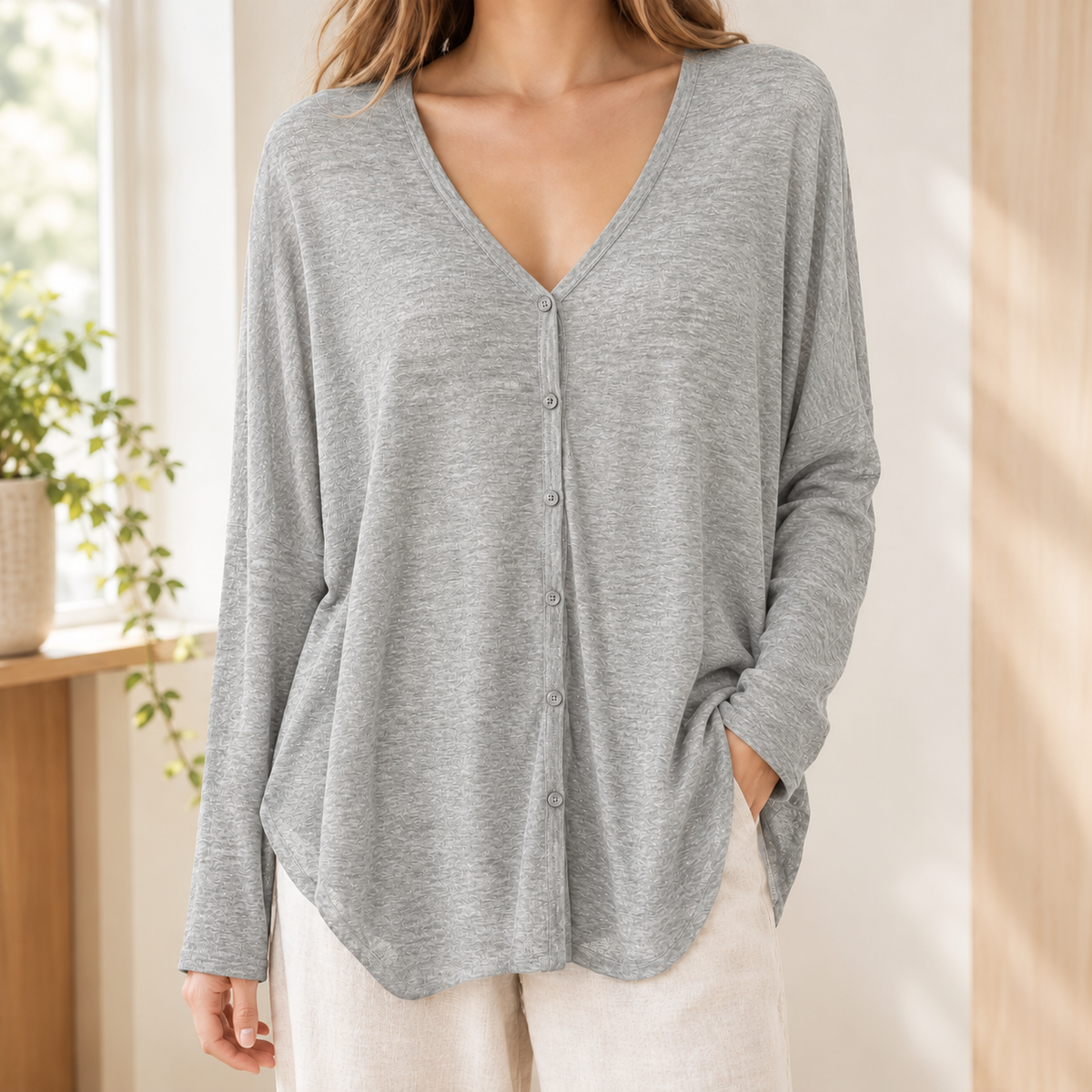 Flora | Women's Draped Button-Front Cardigan