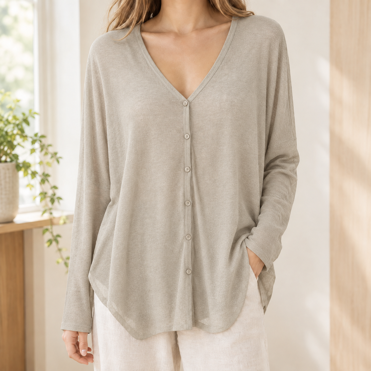 Flora | Women's Draped Button-Front Cardigan