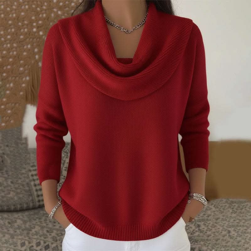 Nella-Madeline | Women's Draped Cowl Neck Cotton Jumper